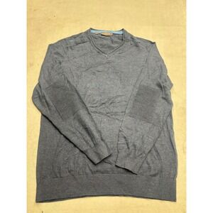 RODD & GUNN Mens 2XL V Neck Sweater Dark Gray Italian Yarn Elbow Patches Wool